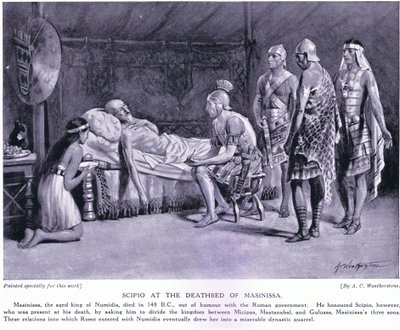 Scipio at the deathbed of Masinissa by A.C. Weatherstone